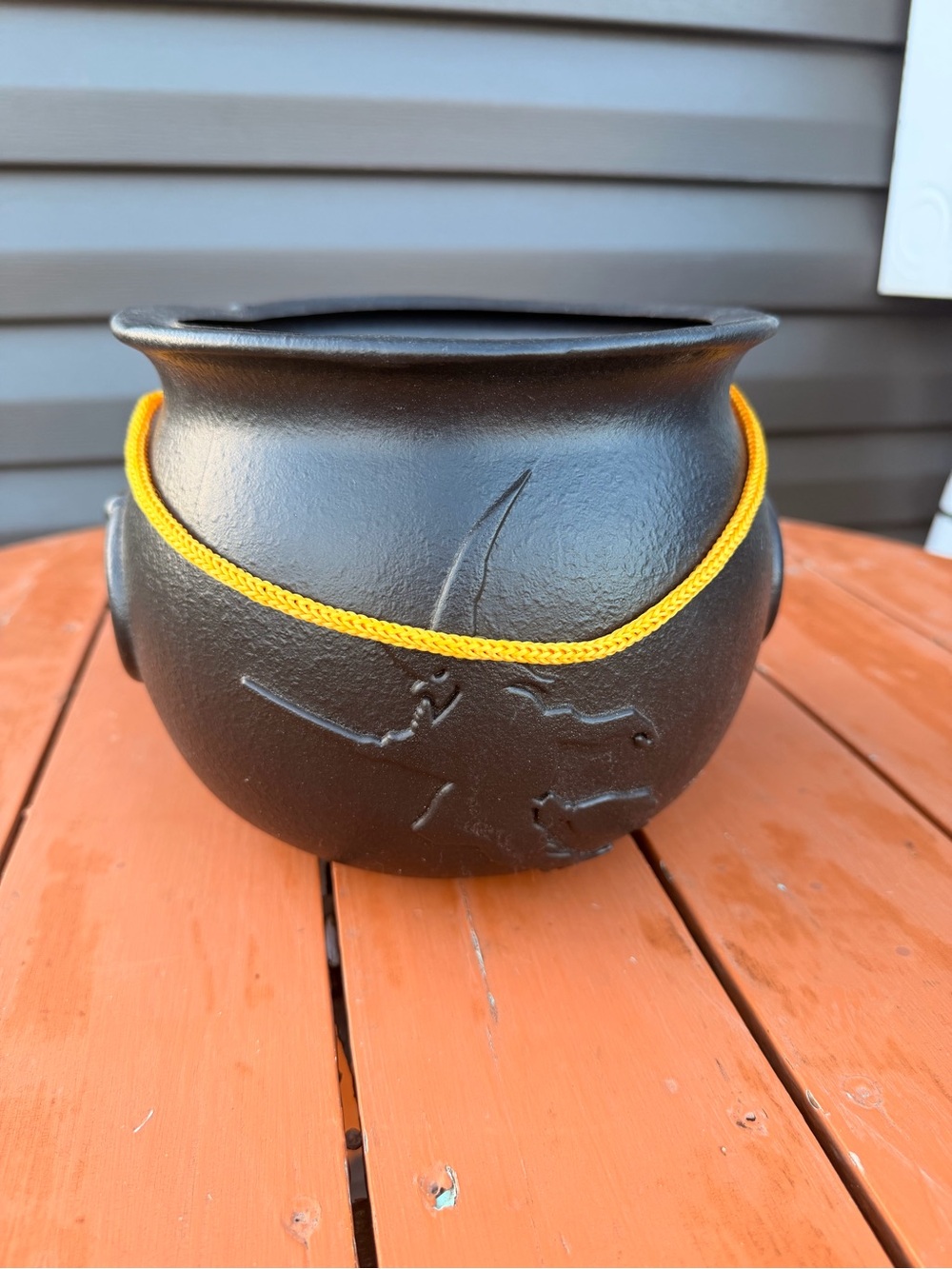 Witch Cauldron Black Pot with Yellow Cord - Halloween Candy Bucket